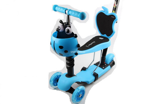 Купить в Украине Оригинальные Самокаты Детские с сидением, Scooter Y-BIKE GLIDER MAXI 5 в 1 с съемным седением, Малиновый Самокаты Микро Мини и Maxi