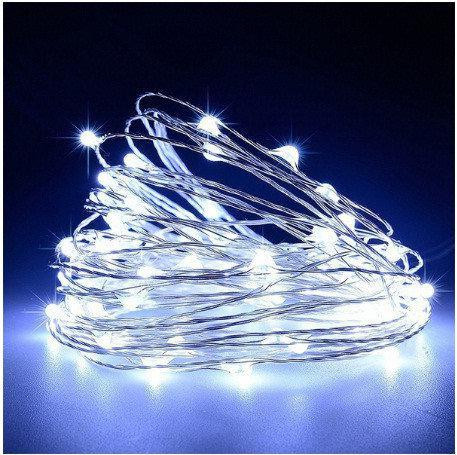 Светодиодная гирлянда нить 4.5м 50led на батарейках белая White