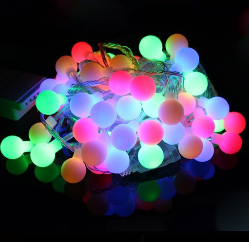 Гирлянда Шарики 50 LED RGB на белом проводе 5 метров