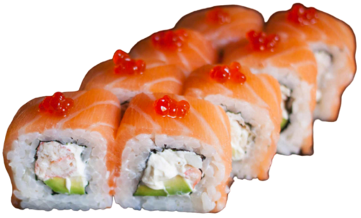 Филадельфия с лососем и красной икрой Филадельфия с лососем и красной икрой