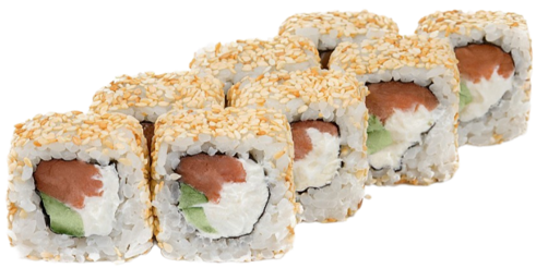 Калифорния с копчёным лососем в кунжуте Калифорния с копчёным лососем в кунжуте