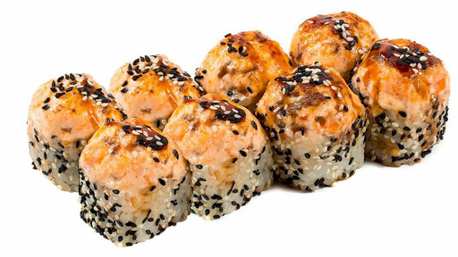 Запечённая Калифорния с креветкой в кунжуте Запечённая Калифорния с креветкой в кунжуте