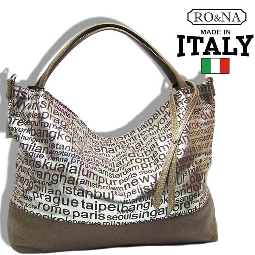 Итальянская сумка из натуральной кожи с изображением слов и букв