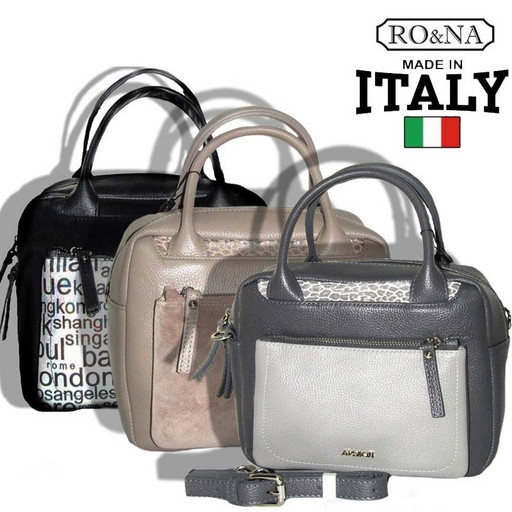 Двухцветная кожаная Итальянская сумка-RONA