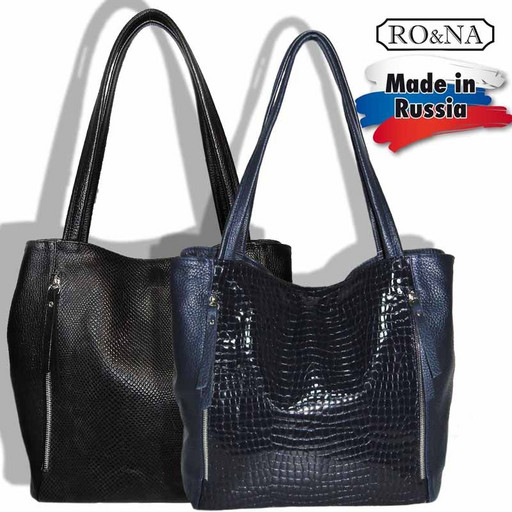 Женская сумка из комбинированной кожи на плечо-RONA