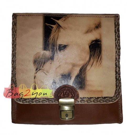 Женская кожаная сумка Hand Made с лошадью