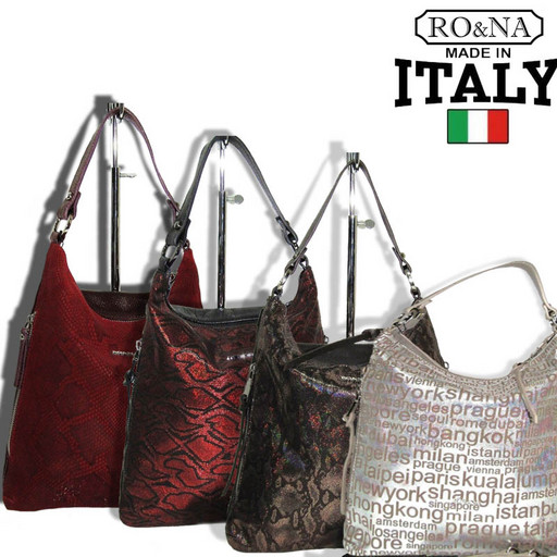 Итальянская сумка из натуральной кожи и замши-Хобо