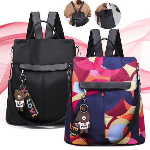 Женская сумка рюкзак 2 в 1 - модель черная классика и разноцветная абстракция
