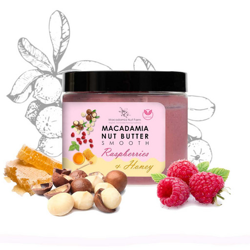 Паста ореховая из ореха Макадамия нежная с медом и малиной Macadamia Nut Farm 180г