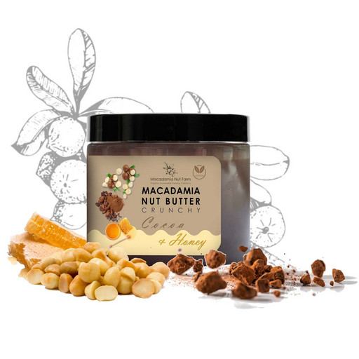 Паста ореховая из ореха Макадамия хрустящая с медом и какао Macadamia Nut 180г