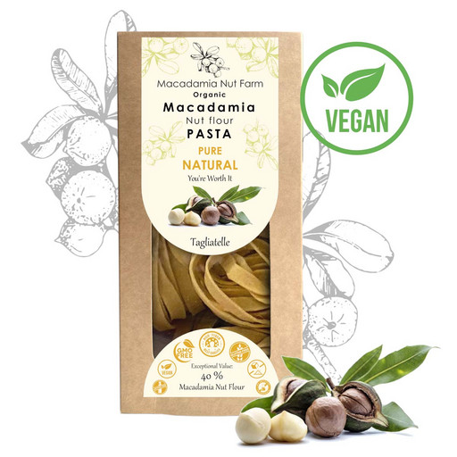 Лапша-паста из муки ореха Макадамия натуральная без яиц Macadamia Nut Farm, без глютена 250г
