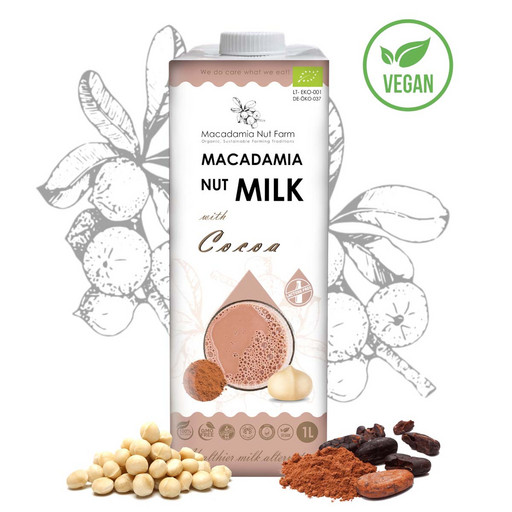 Ореховое молоко Макадамии с какао (Vegan) Macadamia Nut, без лактозы 1 литр
