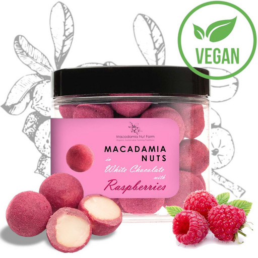 Орехи Макадамии в белом шоколаде с малиной Macadamia Nut