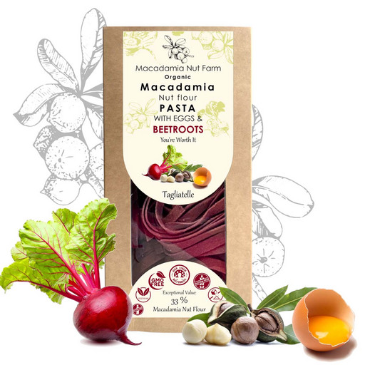 Лапша-паста из муки ореха Макадамия со свеклой Macadamia Nut Farm, без глютена 250г