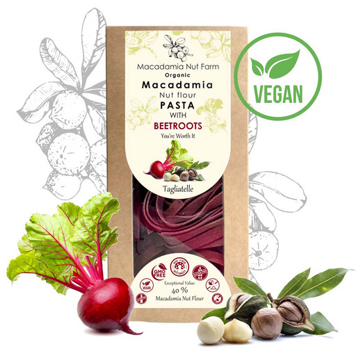 Лапша-паста из муки ореха Макадамия со свеклой (Vegan) Macadamia Nut Farm, без глютена 250г