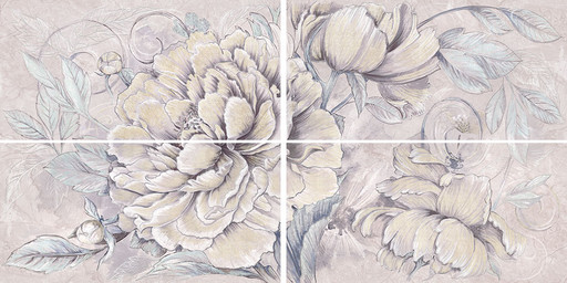 Керамическая плитка Панно 63.0*1260 DELICATO BOUQUET PERLA (4шт)