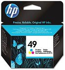 HP 51649AE №49 картридж для DJ 350 600 610 660 670 690 693 695 OJ 520 590 610 625 635 700 710 725 CMY оригинал ресурс 22ml 310 страниц color