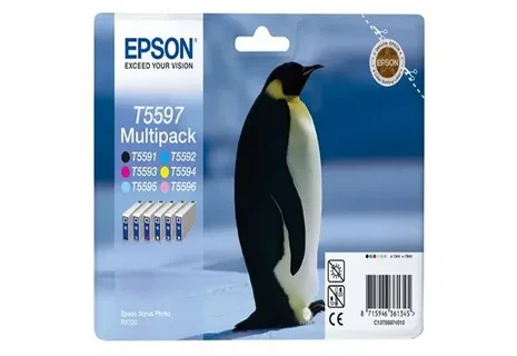 Epson C13T55974010 T5597 Набор картриджей(6шт)Multipack для Stylus Photo-RX700 C+M+Y+K+PC+PM оригинал ресурс 6х13ml 6x400 страниц