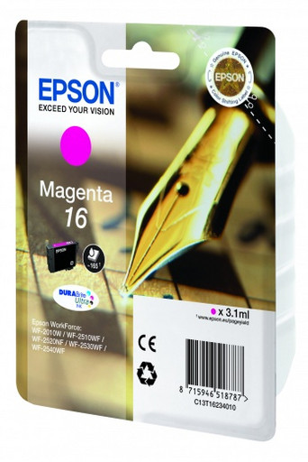 Epson C13T16234010 №16 T1623 картридж для WorkForce WF-2010 2510 2520 2530 2540 2630 2650 2660 magenta оригинал ресурс 3,1ml 165 страниц