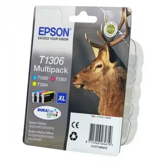 Epson C13T13064010 T1306 XL =T1302+T1303+T1304 C13T13064012 набор картриджей(3шт)Stylus SX525WD SX535WD SX620FW St Office B42WD BX320FW BX625FWD BX635FWD CMY оригинал ресурс 3x10,1ml 3x765 страниц