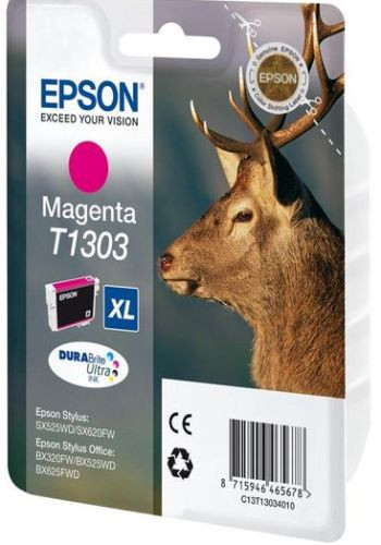 Epson C13T13034010 C13T13034012 T1303 XL картридж для Stylus SX525WD SX535WD SX620FW St Office B42WD BX320FW BX625FWD BX635FWD WF-7015 7515 7525 magenta оригинал ресурс 10,1ml 765 страниц