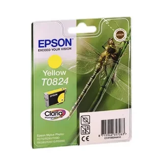 Epson C13T11244A10 T0824 C13T08244A10 картридж для R270 290 295 390 T50 59 RX590 610 615 690 TX700 800 1410 yellow оригинал ресурс 7,5ml 460 страниц