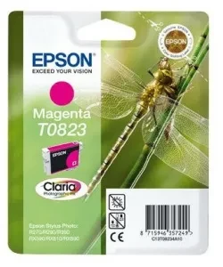 Epson C13T11234A10 T0823 C13T08234A10 картридж для R270 290 295 390 T50 59 RX590 610 615 690 TX700 800 1410 magenta оригинал ресурс 7,5ml 440 страниц