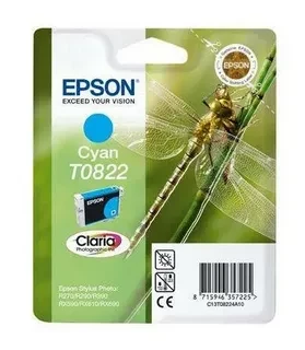 Epson C13T11224A10 T0822 C13T08224A10 картридж для R270 290 295 390 T50 59 RX590 610 615 690 TX700 800 1410 cyan оригинал ресурс 7,5ml 900 страниц