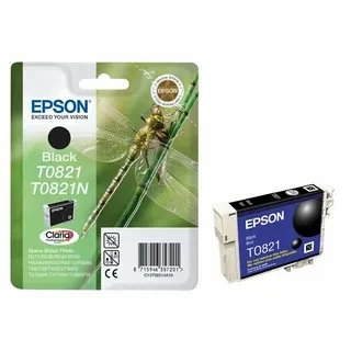 Epson C13T11214A10 T0821 C13T08214A10 картридж для R270 290 295 390 T50 59 RX590 610 615 690 TX700 800 1410 black оригинал ресурс 7,5ml 300 страниц