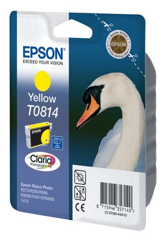 Epson C13T11144A10 C13T08144A10 T0814 картридж для R270 290 295 390 T50 59,RX590 610 615 690 TX650 659 700 710 800 1410 yellow оригинал ресурс 11,1ml 760 страниц