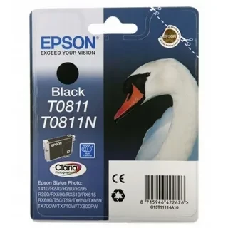 Epson C13T11114A10 C13T08114A10 T0811 картридж для R270 290 295 390 50 59,RX590 610 615 690 TX650 659 700 710 800 1410 black оригинал ресурс 11,1ml 480 страниц