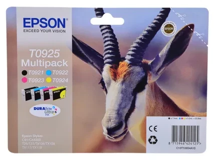 Epson C13T10854A10 C13T09254A10 T0925 набор картриджей (4шт) для C91 CX4300 T27 TX117 cyan+magenta+yellow+black оригинал ресурс 480+275+475+245 страниц