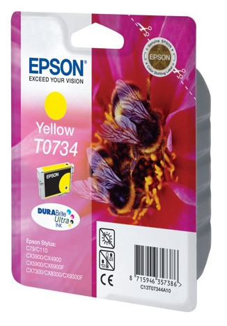 Epson C13T10544A10 T0734 C13T07344A10 картридж для C79 C110 CX3900 CX4900 CX5900 6900F CX7300 CX8300 CX9300F TX200 TX209 yellow оригинал ресурс 280 страниц