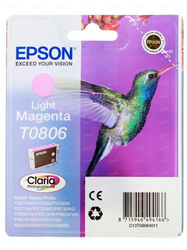 Epson C13T08064010 T0806 C13T08064011 C13T08064021 картридж для Stylus Photo P50 PX660 PX720WD PX820FWD light Magenta оригинал ресурс 930 страниц