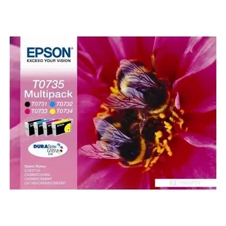 Epson C13T10554A10 T0735 C13T07354A10 набор картриджей(4шт)для C79 C110 CX3900 CX4900 CX5900 6900F CX7300 CX8300 CX9300F TX200 TX209 CMYB оригинал ресурс 250 страниц