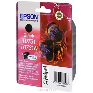 Epson C13T10514A10 T0731 C13T07314A10 картридж для C79 C110 CX3900 CX4900 CX5900 6900F CX7300 CX8300 CX9300F TX200 TX209 black оригинал ресурс 250 страниц