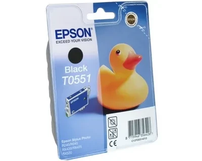 Epson C13T05514010 T0551 картридж для Stylus Photo RX400 420 425 520 540 R240 R245 оригинал ресурс 8ml 290 страниц black