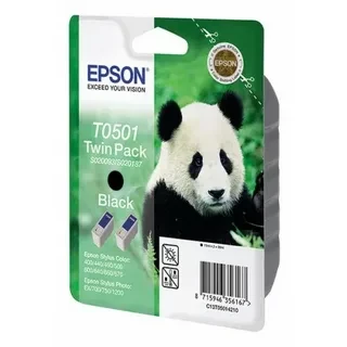 Epson C13T05014210 T0501 (S020093 S020187) (S020093 S020187)картридж(2щт)для Stylus Color 400 440 460 500 600 640 660 670 700 710 720 750 1200 black оригинал ресурс 2x15ml 740 страниц black