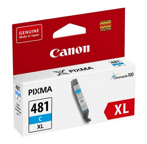 Canon CLI-481XL C 2044C001 Картридж Canon голубой для Canon Pixma TR7540/ TR8540/ TS6140/ TS8140/ TS9140 (Ресурс: Цветной документ формата A4: 519стр., Фотография формата 10 x 15 см: 187 фото) оригинал