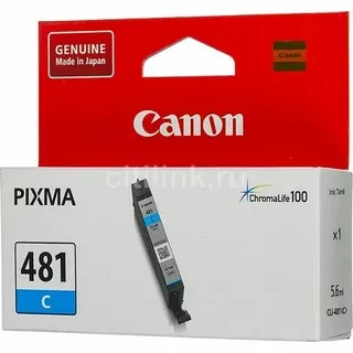 Canon CLI-481 C 2098C001 Картридж Canon голубой для Canon Pixma TR7540/ TR8540/ TS6140/ TS8140/ TS9140 (Ресурс: Цветной документ формата A4: 259стр., Фотография формата 10 x 15 см: 80 фото) оригинал