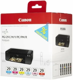 Canon PGI-29 C M Y PC PM R 4873B005 комплект картриджей(6шт) MultiPack для PIXMA PRO-1 C M Y PC PM R оригинал ресурс 1940+1850+1420+1445+1010+2370 страниц