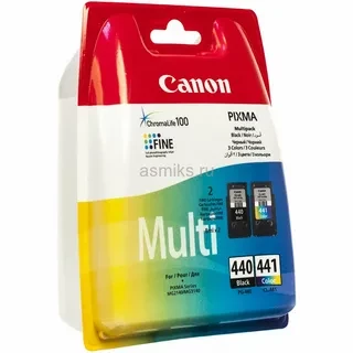 Canon PG-440+CL-441 5219B005 Картридж MultiPack для PIXMA MG2140 2240 3140 3240 3540 3640 4140 4240 MX374 394 434 454 474 514 524 CMY+K Оригинал ресурс 2x8ml 180 страниц