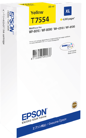 Epson C13T755440 T7554 XL картридж для WorkForce Pro WF-8010 8090 8510 8590 yellow оригинал ресурс 39ml 4000 страниц