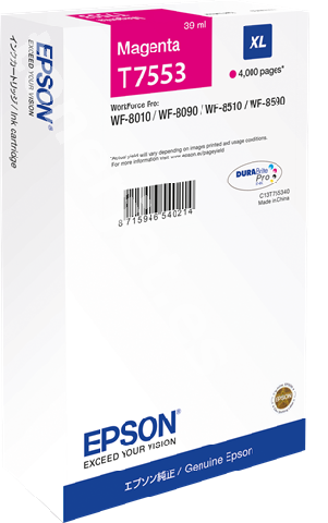 Epson C13T755340 T7553 XL картридж для WorkForce Pro WF-8010 8090 8510 8590 magenta оригинал ресурс 39ml 4000 страниц