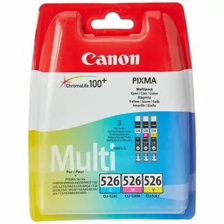 Canon CLI-526 CMY 4541B009 набор картриджей(3шт)Multipack для iP4850 MG5250 MG5150 iX6550 MX885 yellow cyan magenta оригинал ресурс 3х9ml 500 страниц