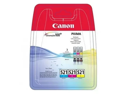 Canon CLI-521 CMY 2934B007 картридж(3шт)Multipack для MP540 550 560 620 630 640 980 990 iP3600 4600 4700 MX860 cyan+magenta+yellow оригинал ресурс 3x9ml 520 страниц