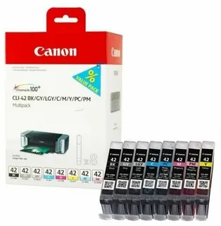 Canon CLI-42 6384B010 комплект картриджей(8шт)MultiPack PIXMA PRO-100 8х13ml 900+600+416+284+292+169+492+835стр BK+C+M+Y+PC+PM+GY+LGY оригинал