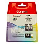 Canon CL-511+PG-51 2970B010 набор картриджей Multipack для Pixma MP 230 240 250 260 270 480 490 MX 320 330 iP2700 MX340 MX350 black+color оригинал ресурс 9ml x2 220+244 страниц