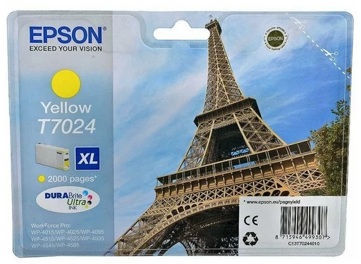 Epson C13T70244010 T7024 XL картридж для WorkForce Pro WP-4015 4025 4095 4515 4525 4535 4545 4595 yellow оригинал ресурс 21,3 2000 страниц