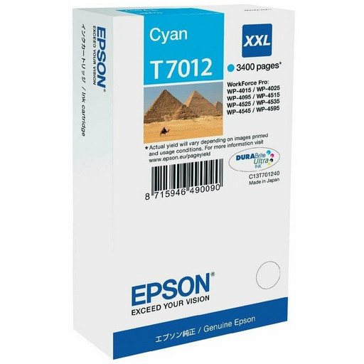 Epson C13T70124010 T7012 XXL картридж для WorkForce Pro WP-4015 4095 4515 4525 4595 cyan оригинал ресурс 34,2ml 3400 страниц